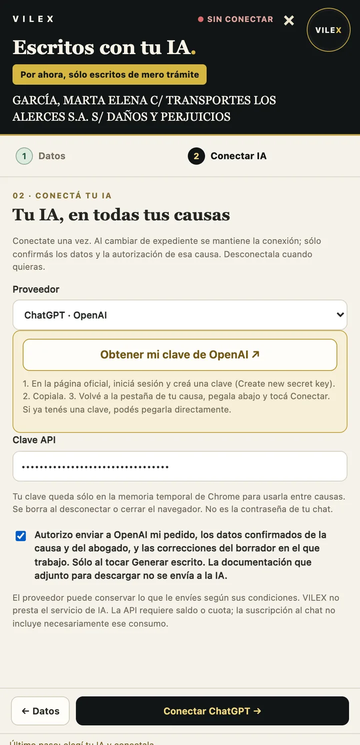 Conexión con la IA mediante clave API